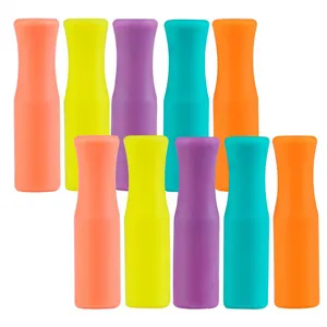 Image of Silicone Straw Tips for Stainless Steel Straws Multicolored Wide 1/4 Inches (6MM Outdiameter) Food Grade Straws Covers