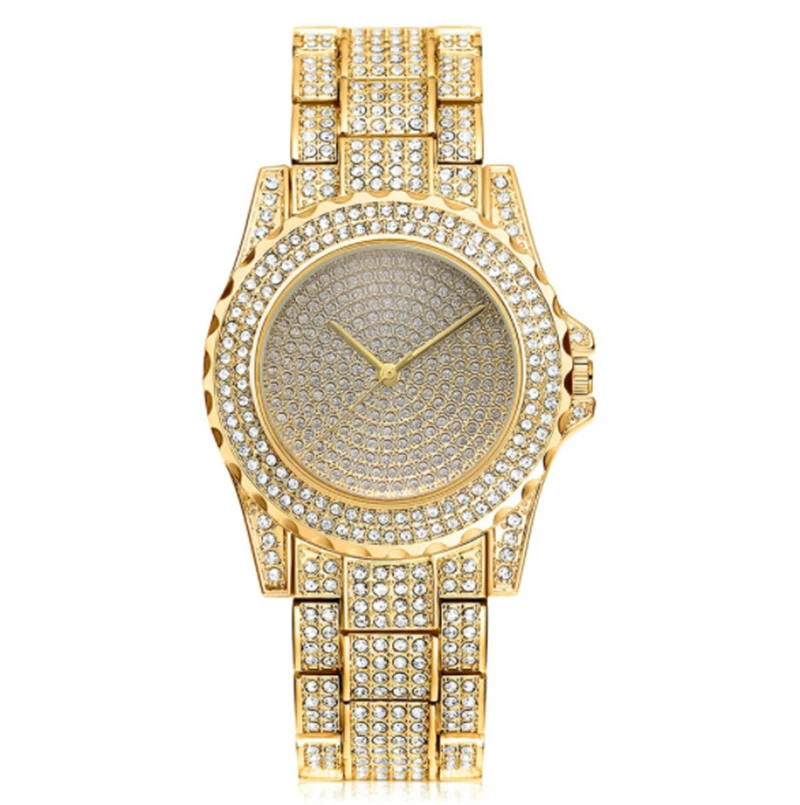

Fashion 2019 Jewelry Iced Out Watch Dropshipping Cheap 18k Gold Alloy
