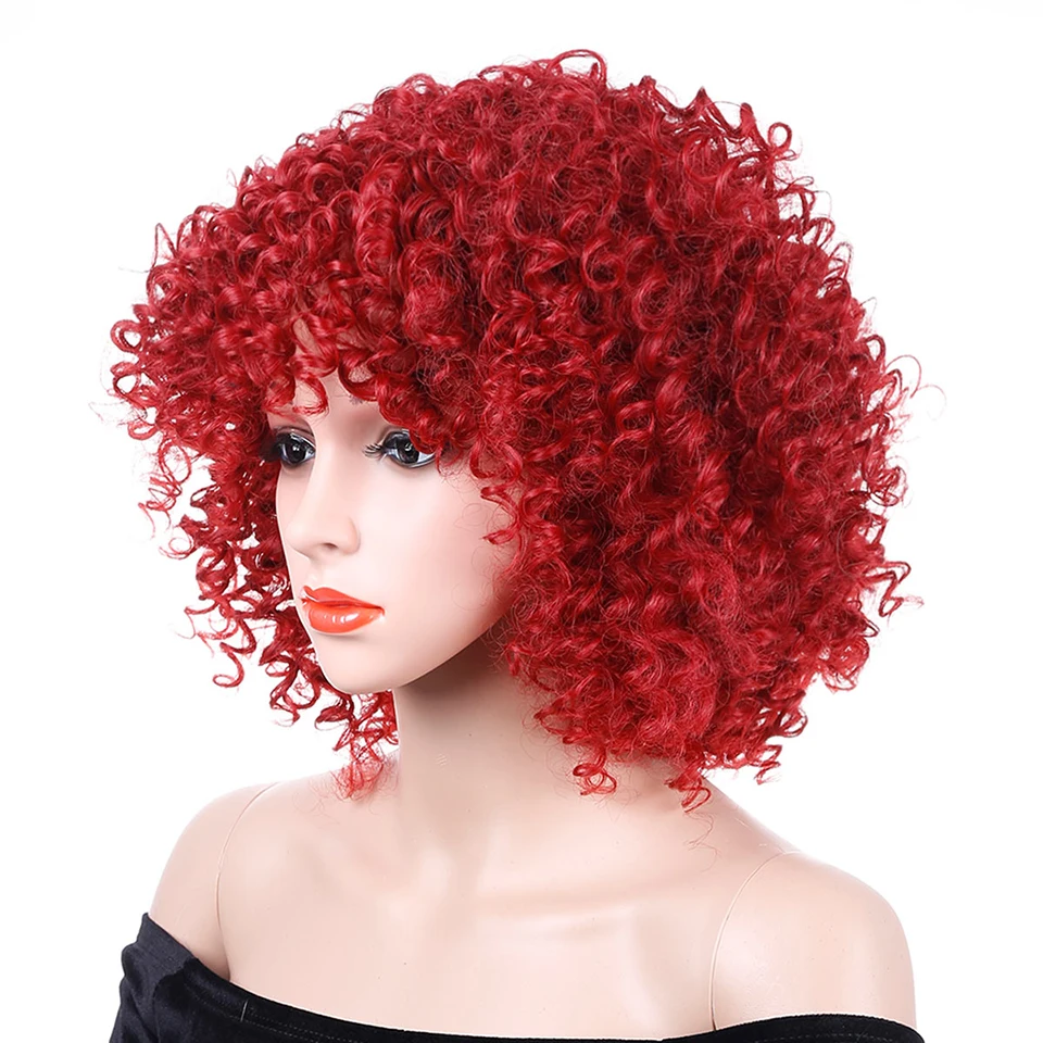 

russian black virgin human remy hair wigs kinky red curly lace front wig