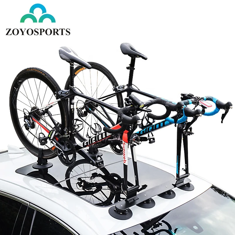 

custom logo Bike Carrier Aluminum Car Roof Bicycle Suction Cup Rack with Cycling Storage Bag for 3 bikes, Black,blue