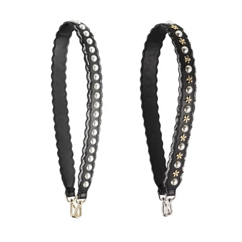

Meetee B-S508 Pearl Rhinestone Genuine Leather Belt Shoulder Bag Strap Accessories, Color
