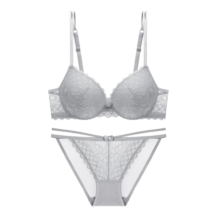 Hot Style Gathered Lace Young Ladies Underwear Sexy Bra And Panty New