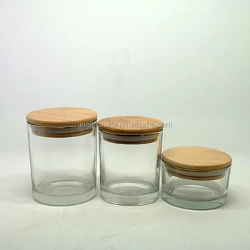 jars candle glass bottom flat wholesale larger lids sealed bamboo