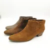 cow suede round toe slip-on fashion women Thick Heel ankle boots