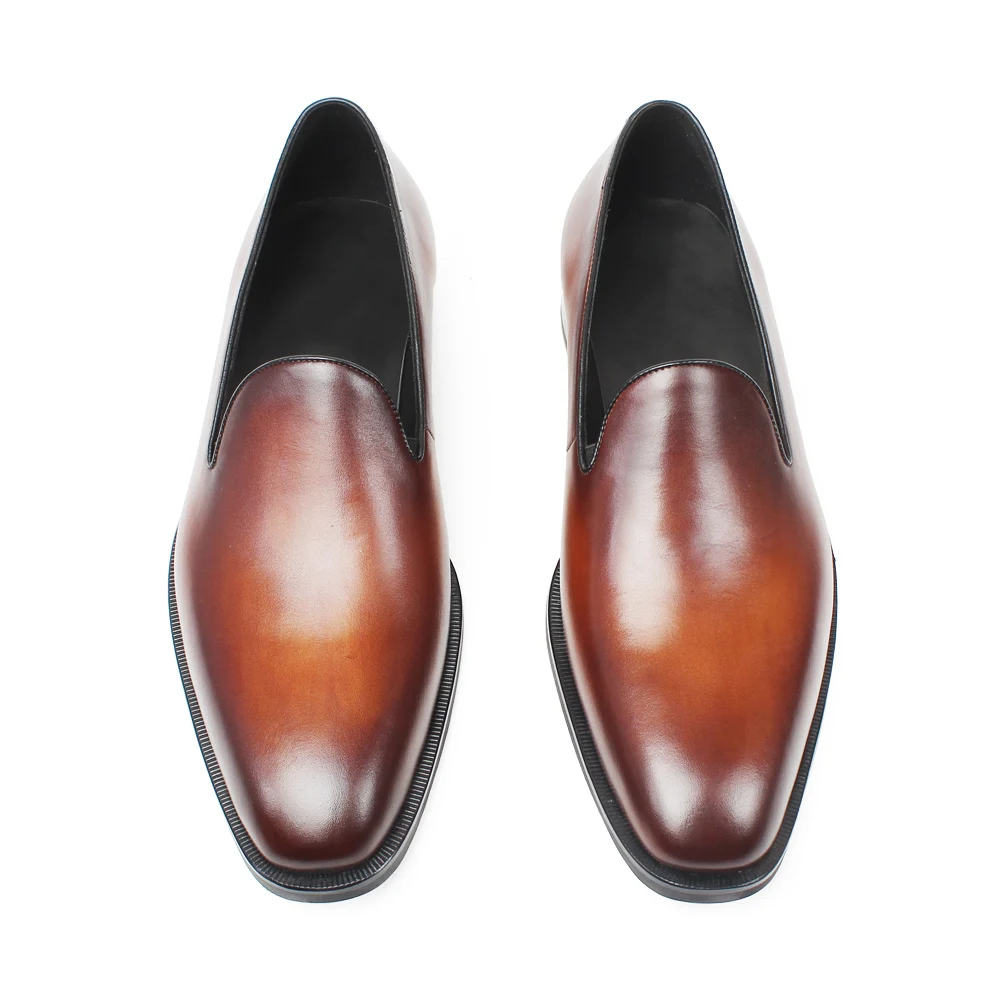 

VIKEDUO Hand Made Footwear Designer Brown Loafers Patina Shoes Manufacturer Men Leather Shoes Genuine