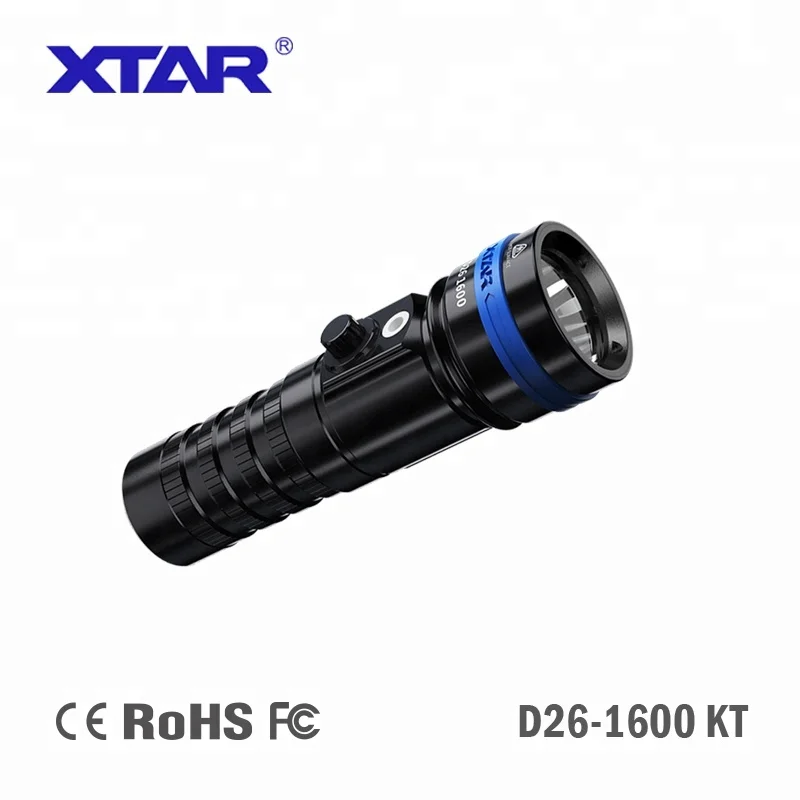 

XTAR D26 1600 lumens high power led diving flashlight,26650 18650 battery powered diving torch