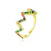 Single circle rainbow gold-plated ladies good mood light makeup crystal cz party ring