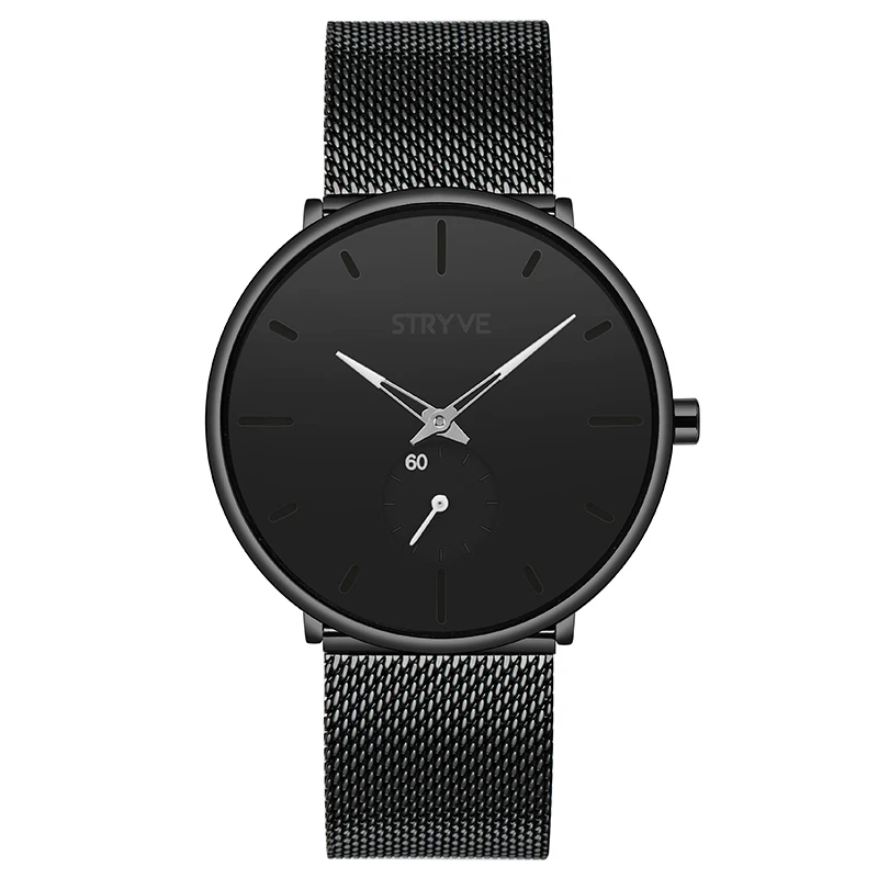 

Stryve 9501 Watch Women Men Brand Luxury Minimalist Fashion Watch Waterproof Classic Black Ultra Thin Quartz Wristwatch Relojes