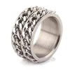 Fashion 12mm Wide Channel Ring Spinner Black Chain Rings For Men
