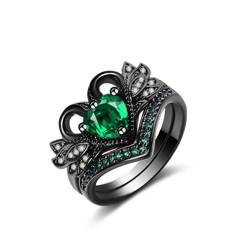 

Rings jewelry women 2018 shiny green zircon Love angel fashion jewelry romantic wedding ring wholesale
