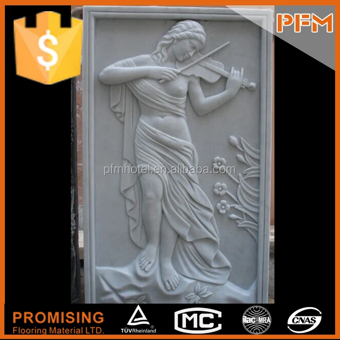 
PFM white Marble decorative stone art relief flower carving 