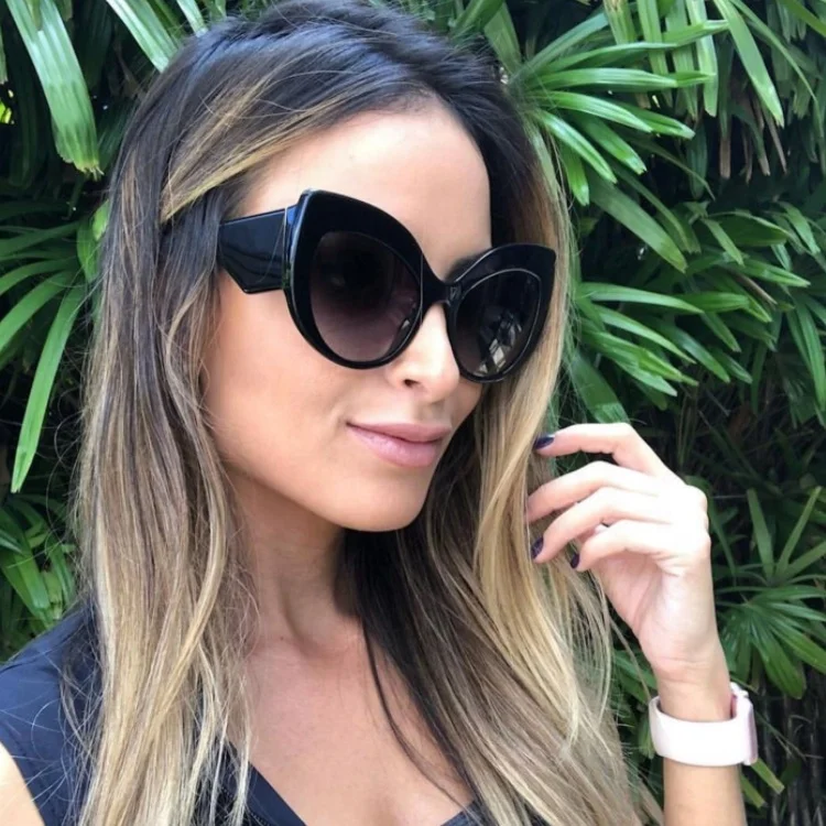 

High quality Big cat eye design girls big frame Leopard sunglasses uv400, Black