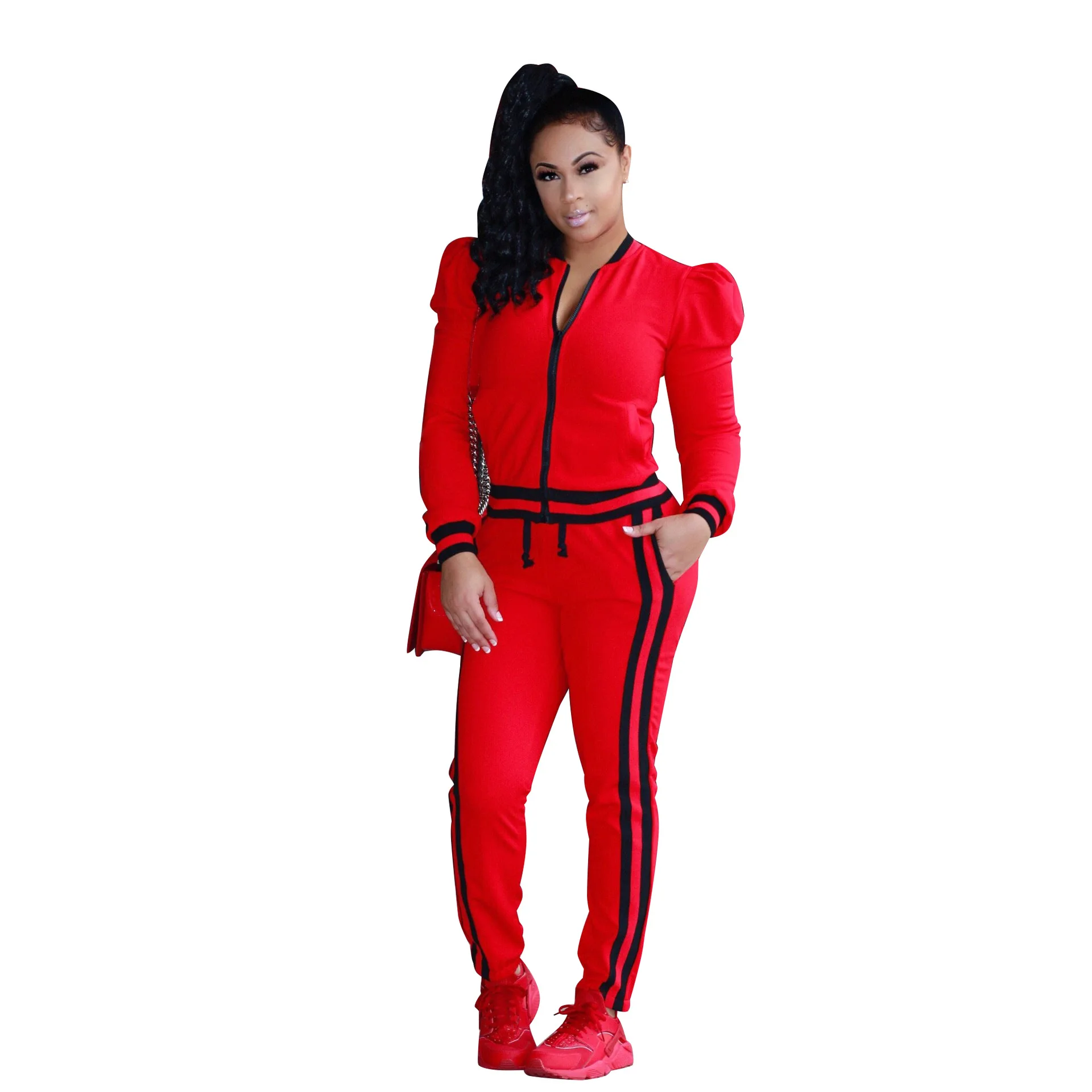 8758 Side Stripe Women Tracksuit Set 2 Piece Sets For Women Buy