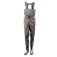 

Custom made adult Siamese half-length waterproof brown nylon rubber waders fishing