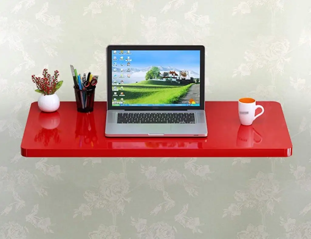 Mmdp Paint Foldable Computer Desk Wall-mounted Laptop Desk Wall Hanging Table Learning Table Dining Table Color Size Optional (Color : Red, Size : 50cm40cm)