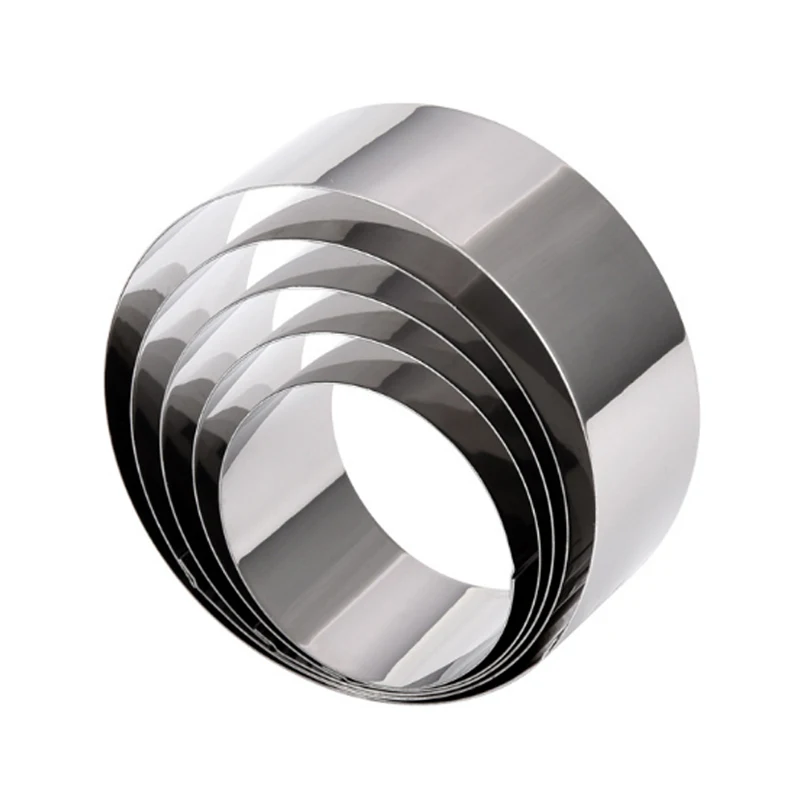 

Round Mousse Cake Ring Set of 5,Mini Cake Mold, Silver