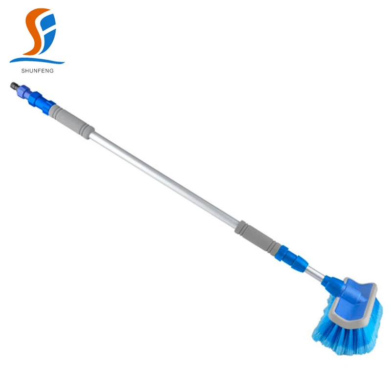 
Telescopic aluminum pole water flow through brush for car cleaning 