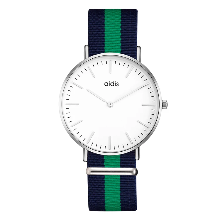 

Aidis 1702-1 Different Nylon Strap Colors Japan quartz couple Zinc alloy case watch