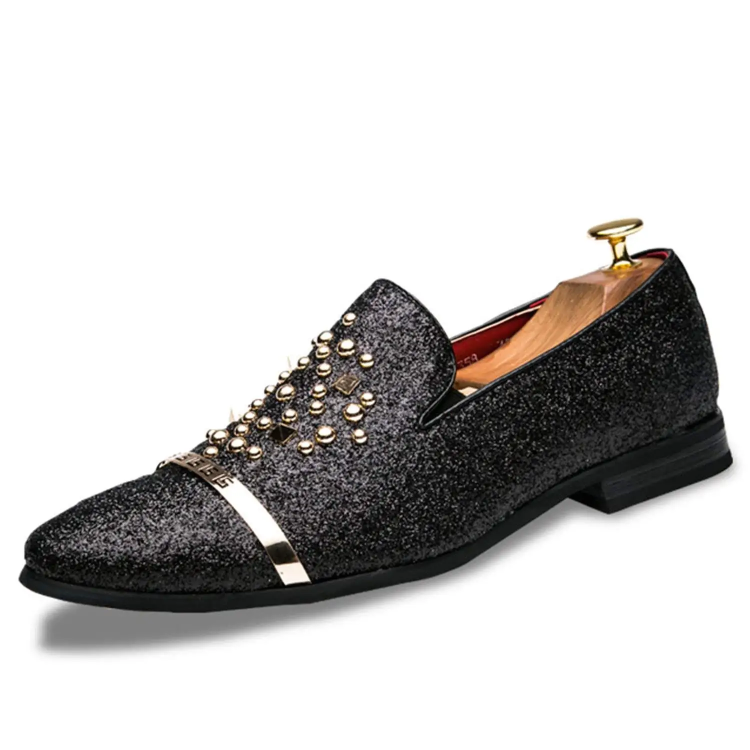 mens silver studded loafers