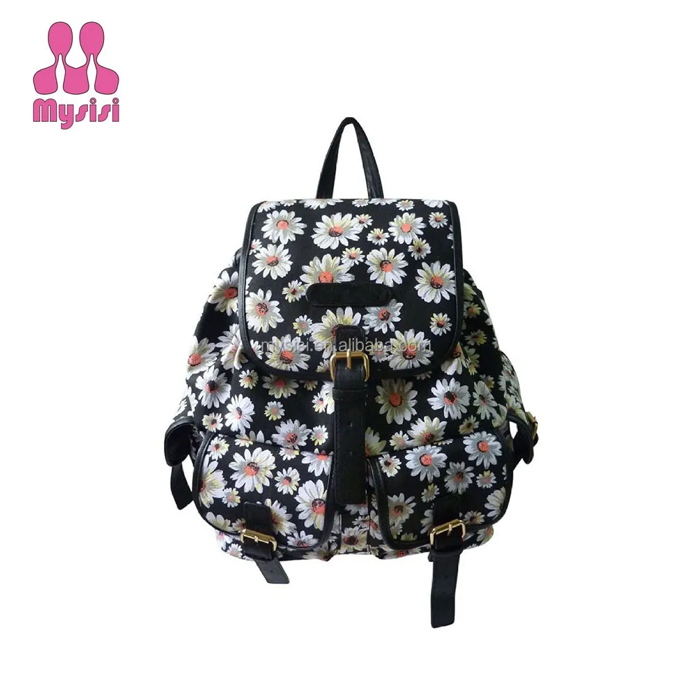 
Ladies Girls Floral Daisy Flower Printing Patten Backpack/Shoulder Bag/Rucksack Canvas Bag 