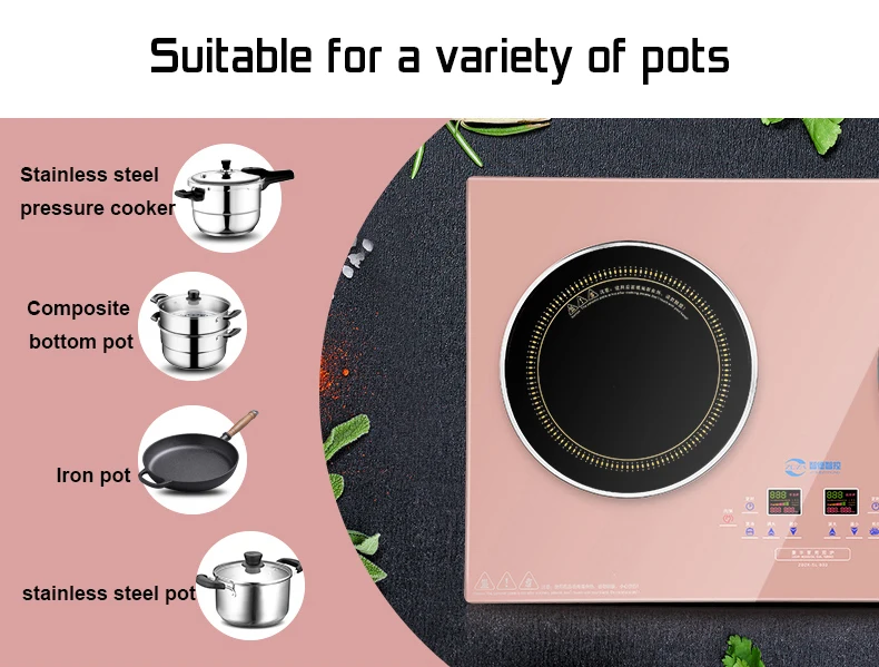 Professional Fashion Pink Double Burner Induction Cooktop Easy Cook