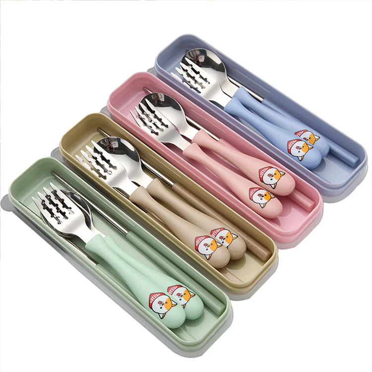 Mjec Kids Spoon Fork Set with Case Stainless Steel 304