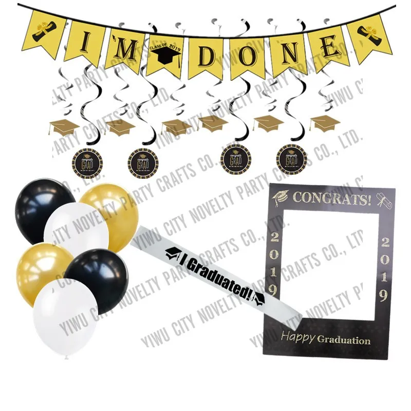 2019 New Graduation Party Supplies I Am Done Banner I Graduation