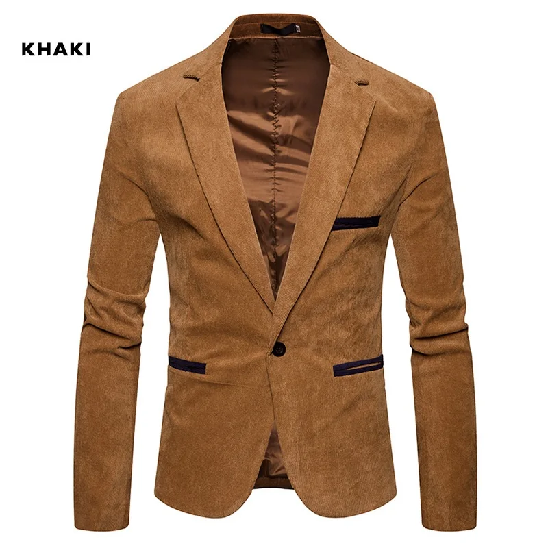 New Fashion Mens Corduroy Casual Blazer Jacket