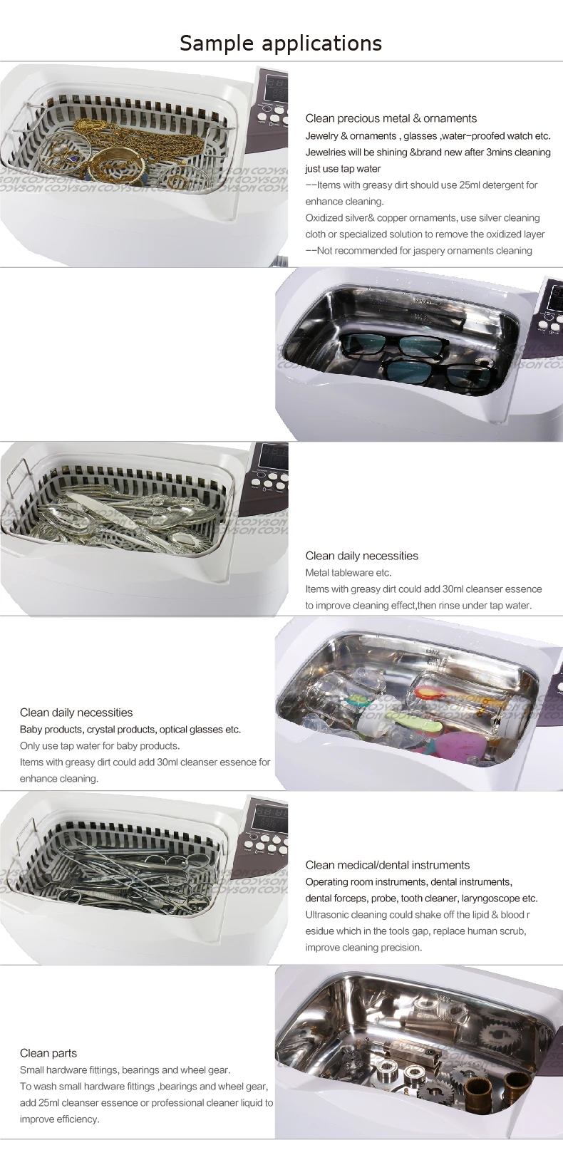 Wholesale codyson household 3L dental digital cleaning commerical ultrasonic cleaner