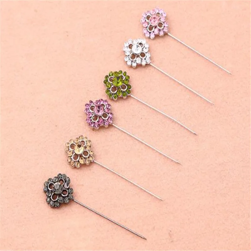 

2018 fashion women ladies hot muslim crystal flower hijab scarf pins, Different colors, muslim crystal flower hijab pins