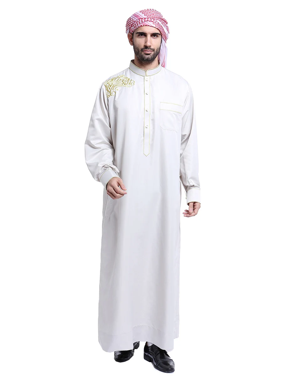 5 Colors Stock Embroidery Muslim Men Clothing Abaya Hot Sale In Dubai ...