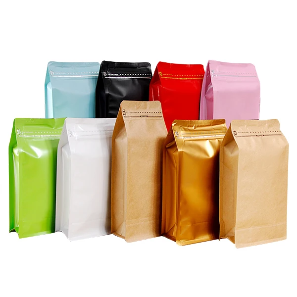 Flat Bottom 125g 500g Coffee Bags Matt Material Packaging Bags with Valve