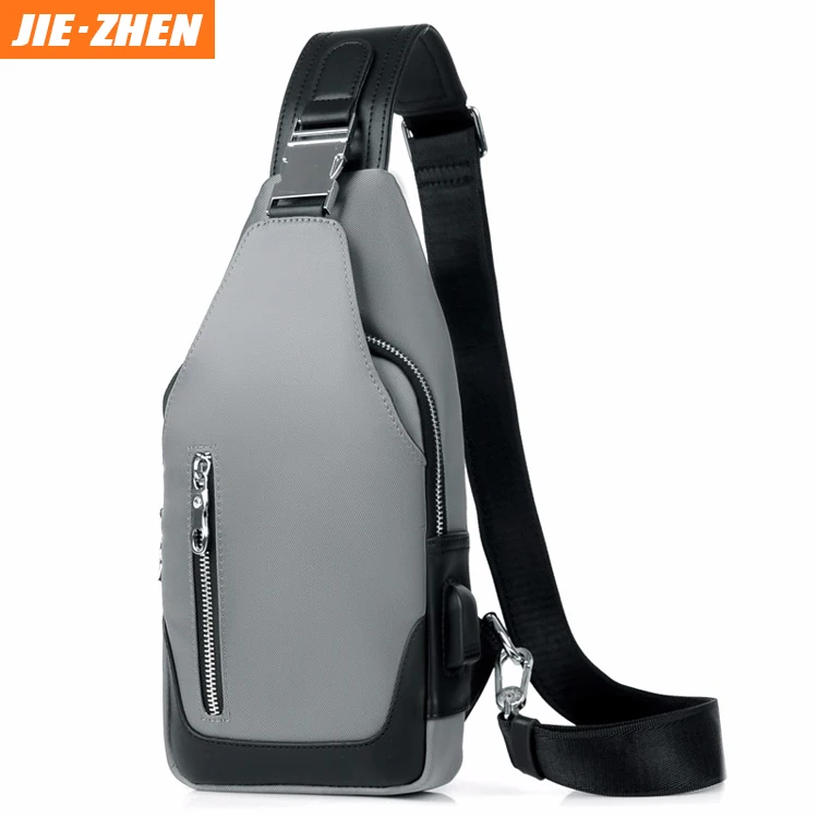 

High Quality Oxford waterproof mens chest bag cross-body mens shoulder bag, Grey black blue