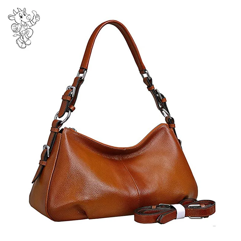 

Genuine Leather Handbag Brown Shoulder Bags For Ladies Designer Purses Handbags Famous Brands Bolsa Feminina