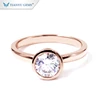 Tianyu gems customize round brilliant cut bezel setting 14k/18k yellow gold engagement ring