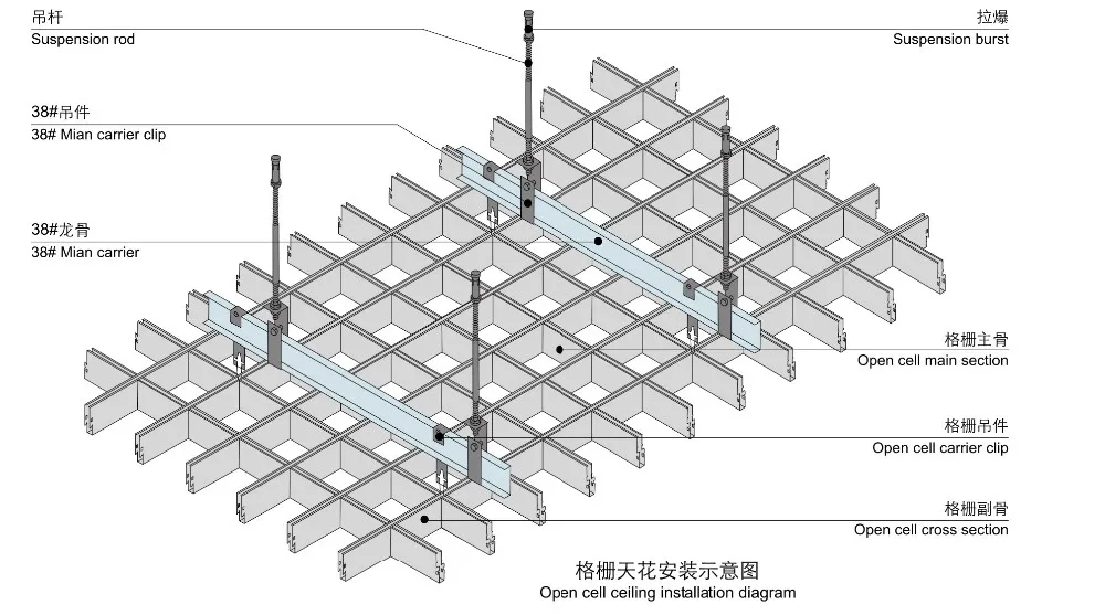 30mm High 0 3mm Thickness 100x100mm Cell Space Grid Ceiling Buy