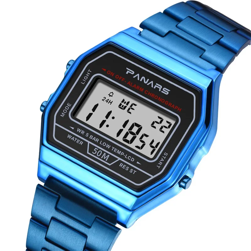 

PANARS 8126 Brand Luxury 50M Waterproof Digital Erkek Saat Lcd Display Watch Relogio Feminino Men Watches, Black;gold;rosegold;sliver;blue