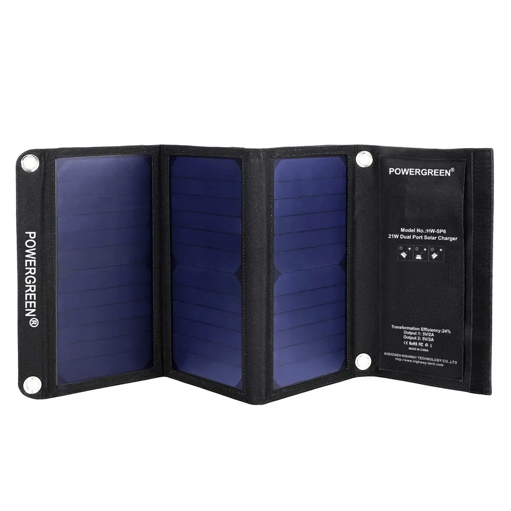 

PowerGreen 21 Watts 5V Foldable Solar Power Bank Panel Charger for laptop, Black