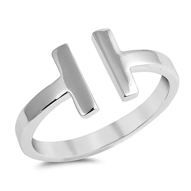 

925 Sterling Silver Open Bar Rings Stainless Steel Jewelry Women