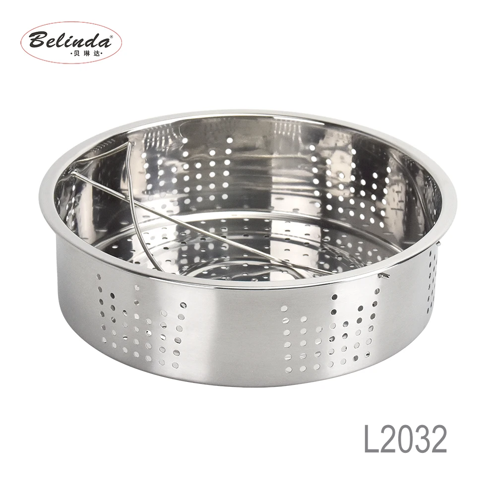  Portable Folding 18/8 Stainless Steel Steamer Basket with Handle L2032-3