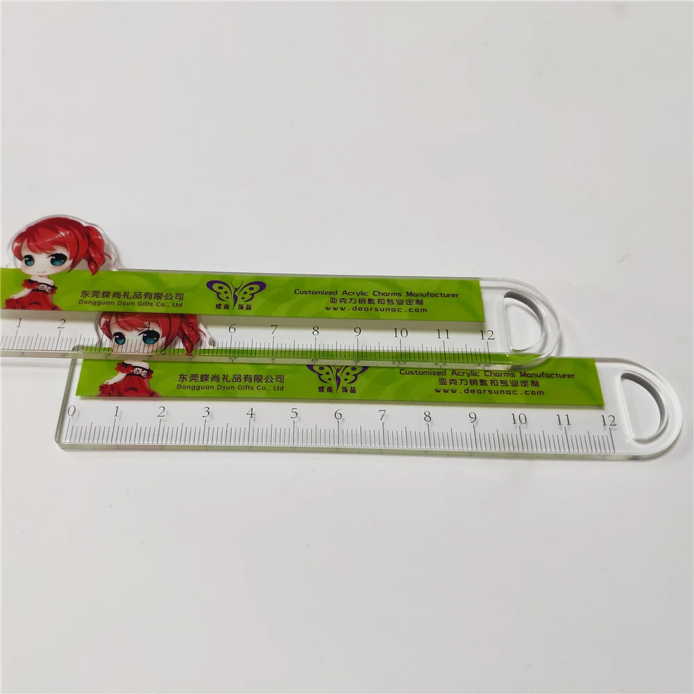 
Free Sample CMYK Print CNC Customized Acrylic Ruler Straight Plastic Ruler for School and Office 