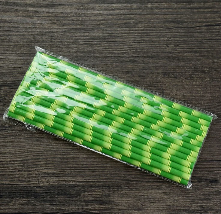
Food Grade Bamboo Star Printed Cocktail Party Kraft Paper Drinking Straw 