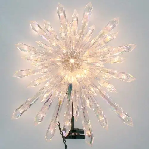 Ul 13.5" Hina Factory 50lt Iridescent Crystal Snowflake Tree Top Light