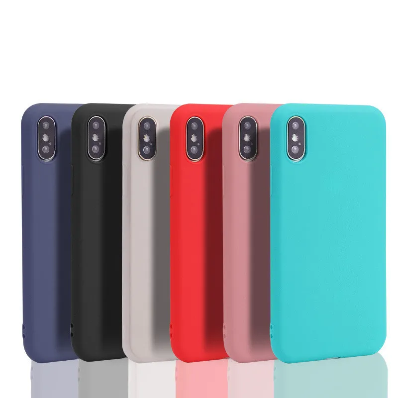 Candy Solid Color Anti-scratch Slim-fit Frosted Flexible Soft TPU Silicone Gel Protective Cover Skin Case For iPhone X