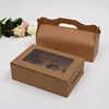 Recycled brown small or big Kraft paper cookies snack food take out container box