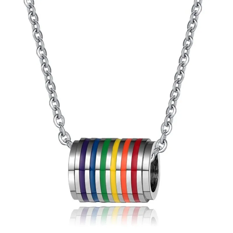 

Wholesale Multicolor gay pride necklace jewelry 316L Stainless steel Rainbow gay necklace