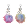 New fashion Pu Unicorn hair ball metal key button imitating fox hair
