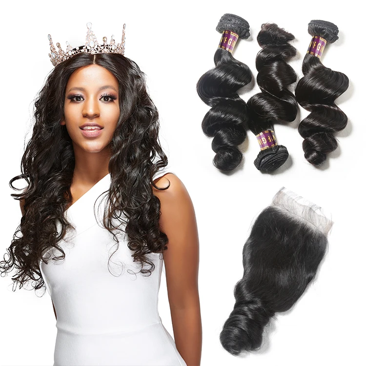 

XBL Free Shipping 70% Off Brazilian Loose Wave Remy Human Hair Extensions Hair Weave Bundles, Natural black or brown