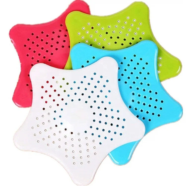 

Drain Hair Catcher Sink Filter Star Shaped Bath Shower Drain Plug Hole Cover Traps Kitchen Sink Strainer, White green blue red pink