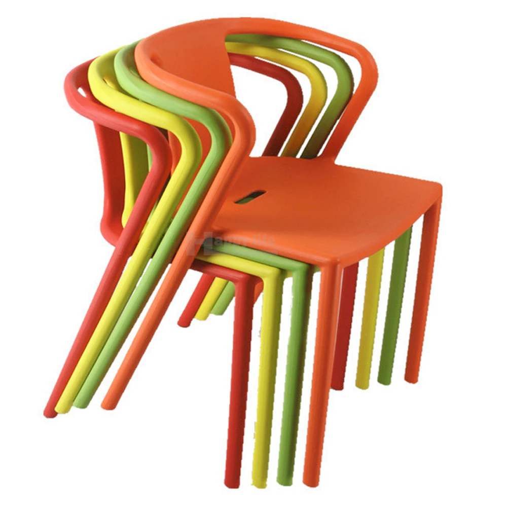 Modern Furniture Plastic Chair Dining Stackable Chairs Multiple Colors